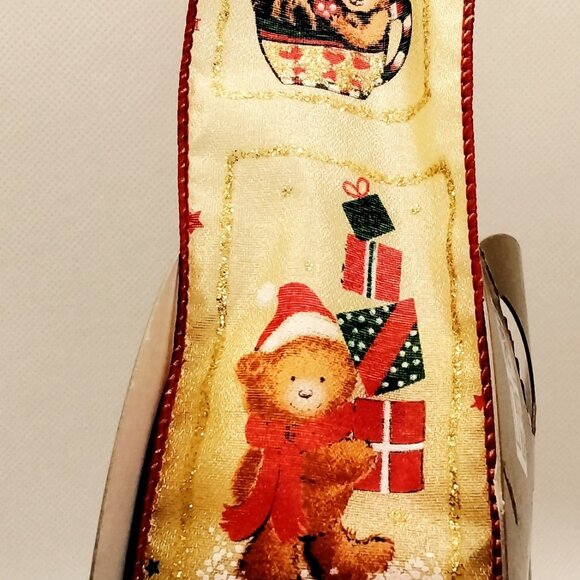 2.5 Inch Wire Edge Christmas Ribbon Set of 2: Bear and Reindeer Total 42.5 Yards - Picture 3 of 6